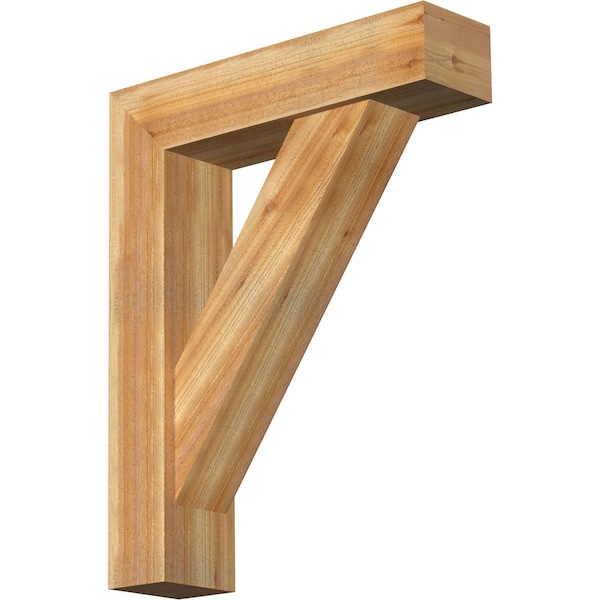 Ekena Millwork Traditional Block Rough Sawn Bracket w/ Offset Brace, Western Red Cedar, 8"W x 32"D x 40"H BKT0806X32X40TRA05RWR - main
